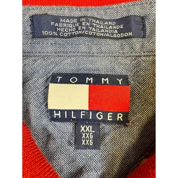 Tommy Hilfiger Mens XXL Red White Striped Short Sleeve Cotton Polo Shirt - Picture 2 of 6
